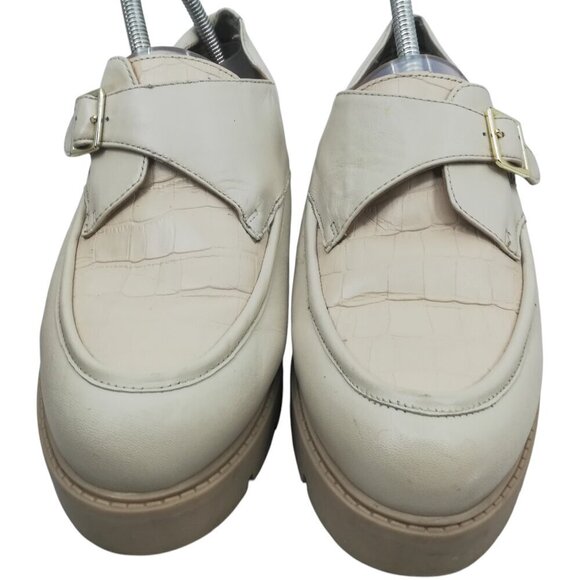 Seychelles Catch Me Monk Strap Loafers Size 10 Leather Ivory Platform Reptile - Picture 11 of 11